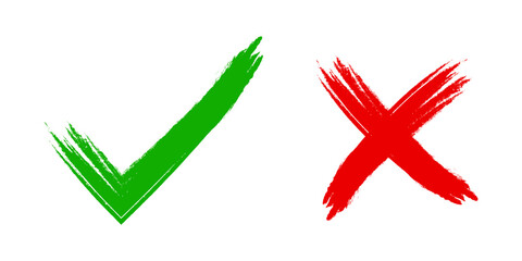 Green check mark and red cross mark icon