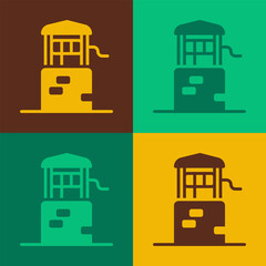 Pop art Well icon isolated on color background. Vector