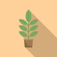 Leaf branch plant icon flat vector. Flowerpot art. Home indoor
