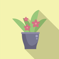 Indoor flower plant icon flat vector. Home pot. Leaf houseplant