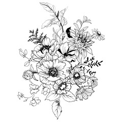 Fototapeta premium graphic flowers bouquet