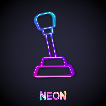 Glowing neon line Gear shifter icon isolated on black background. Manual transmission icon. Vector