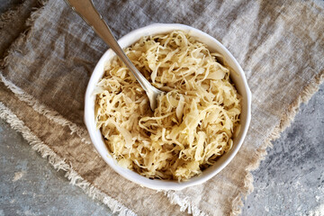 Fermented cabbage or sauerkraut in a bowl