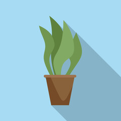 Art plant pot icon flat vector. Home indoor. Summer leaf
