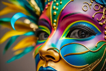 Carnival mask, colorful carnival mask, revelry, reveler The accessory only began to be used in parties, such as Carnival, in the 15th century, more precisely in It Colorful mask are popular festival