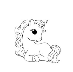 Cute unicorn. Black and white illustration isolated on a white background. Coloring book.