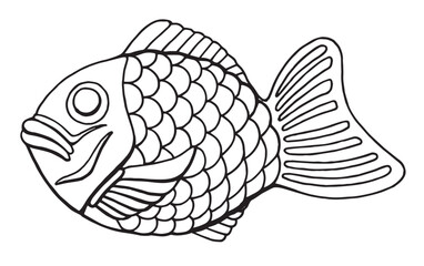 image of a waffle fish, for menu and food design; sticker, postcard, coloring