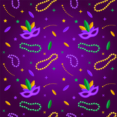 Mardi gras seamless pattern with carnaval mask © vicktoriabbk