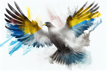 White Dove with Ukrainian Flag colors, Generative AI