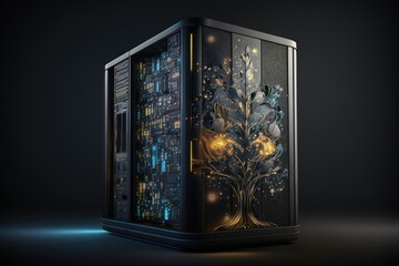 Futuristic supercomputer technology concept.AI generated	