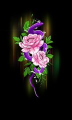 bouquet of roses on black snake