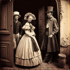 19th century freaky bourgeois, old photograph - generative ai