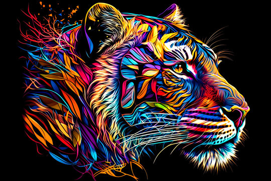 cool colored tiger drawings