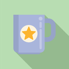 Brand mug icon flat vector. Public media. Strategy gift