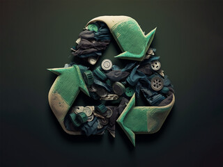 AI generated: recycling logo with clothes. sustainability. circular fashion