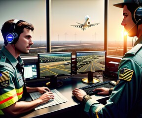Air Traffic Controller. Fictional Workplace. Generative AI.