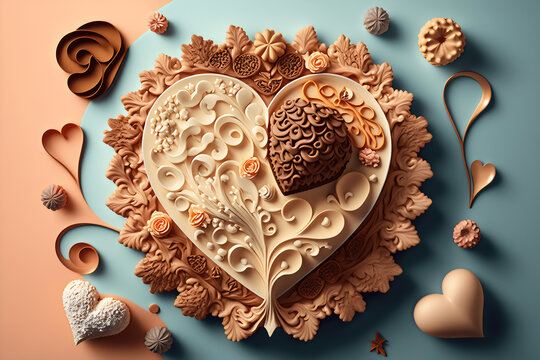 Various cholates create a beautiful heart for celebration and holidays generative ai