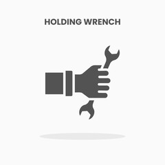 Holding Wrench icon vector illustration glyph style. Great used for web, app, digital product, presentation, UI and many more.