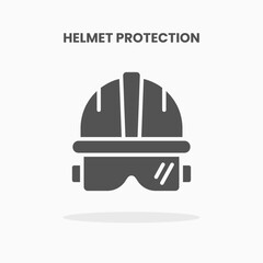 Helmet Construction icon vector illustration glyph style. Great used for web, app, digital product, presentation, UI and many more.