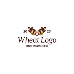 Vector Outline Farm Wheat Ears Logo. Whole Grain Line Symbol Illustration for Organic Eco Business, Farming, Beer, Bakery. Branding Identity.