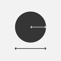 Сircle diameter and radius icon. Arrows inside and outside. Vector illustration