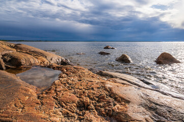 Rocky beach and sea. Jakobstad/Pietarsaari. Finland
