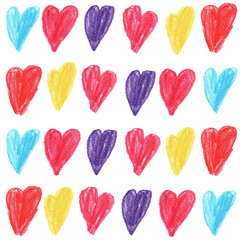 Patern.Set of colorful hearts. For the design of postcards, posters, textiles. Valentine's day concept.