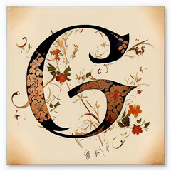 The beauty of letter G in an Asian calligraphy style