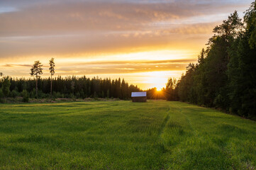 sunset in the countryside. Österbotten/Pohjanmaa, Finland