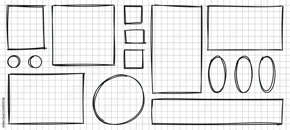 Poster line stamps boxes set. square and rectangle grunge stroke frames. rectangle outline border collectio