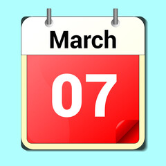 day on the calendar, vector image format, March 07