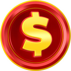 coin money in 3d render red and yellow