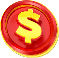 coin money in 3d render red and yellow