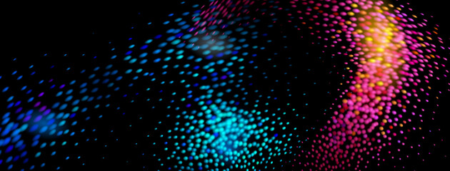 Fototapeta premium Abstract background made of purple and blue dots on black