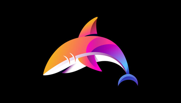 Tiburon multicolor con fondo negro