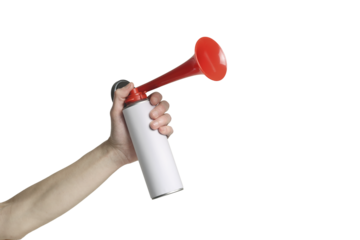 hand with air horn metal can