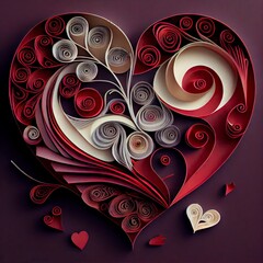 heart with floral pattern - paper quilling concept