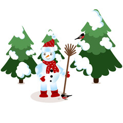 Landscape with a snowman 