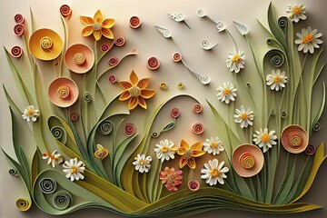 abstract floral background - paper quilling concept