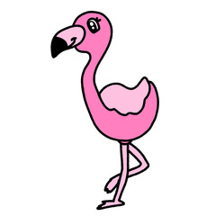 pink flamingo standing, character design, cute cartoon isolated , graphic design for presentation, marketing, art, illustration, t-shirt design, cartoon, comic, advertising, online media
