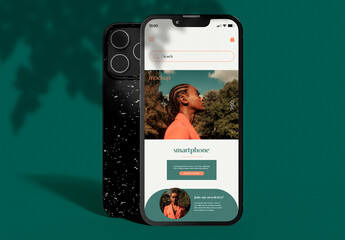 Smartphone in Front and Back View Mockup	
