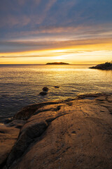 Summer sunset over the sea. Pörkenäs, Jakobstad/Pietarsaari. Finland
