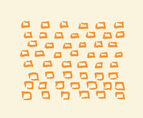 Orange sketch squares set