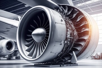 Aircraft engine. Aircraft engine repair and maintenance. AI