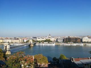 View of the city of Budapest across the Danube river in Hungary