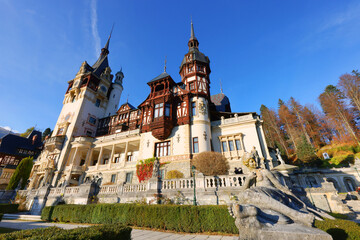 Architecture of Peles Castle in Romania, Europe