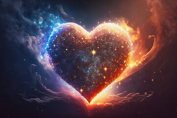 ai midjourney generated fantasy illustration of a magic galactic heart