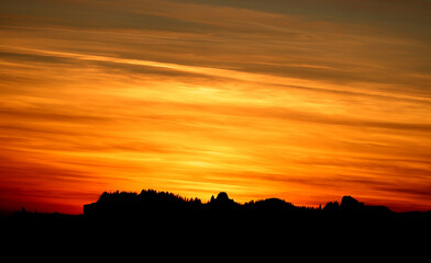 Autumn alpine landscape of Bucegi Mountains in sunset light, Romania, Europe	