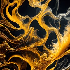 abstract background of luxury black and gold smoke cloud, generative art by A.I.
