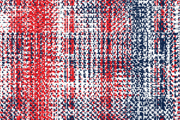 warm colors checkered red blue stripes and white red threads fabric texture of traditional gingham seamless ornament for ragged old grungy plaid tablecloths tartan clothes dresses tweed - obrazy, fototapety, plakaty